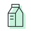 Icon of a milk dairy carton on a light green background