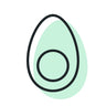 Simplified icon of an avocado with a light green background