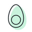 Simplified icon of an avocado with a light green background
