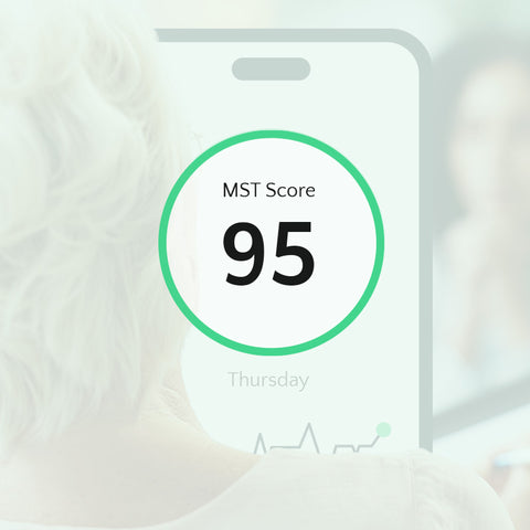 Digital display showing an MST Score of 95 with a blurred background