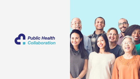 Group of people with Public Health Collaboration logo on a light blue background