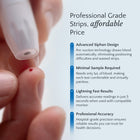 Blood sample being taken with a professional-grade testing strip device.