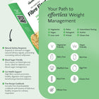 Product packaging with text on weight management, dietary flexibility, and product features.