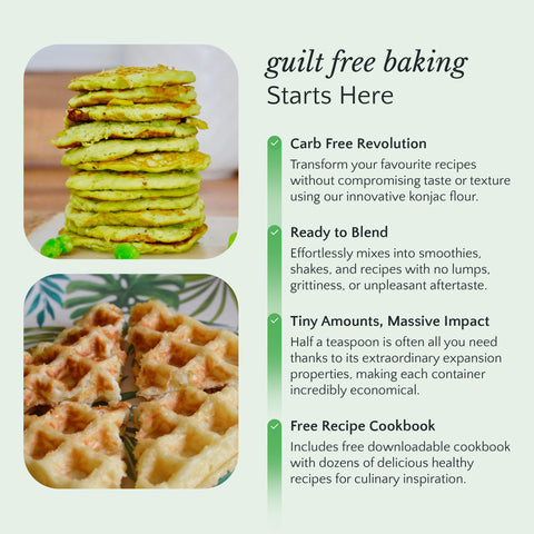 Advertisement for Carb Free Revolution with images of baked goods and text about product features.