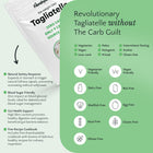 Product packaging with nutritional information and health benefits on a green background