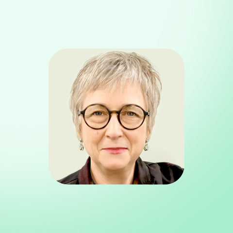 Heather Rosa on a light green background