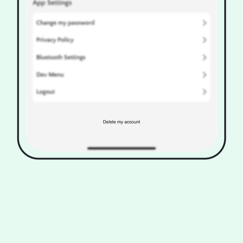 Phone screen with app settings menu on a light green background