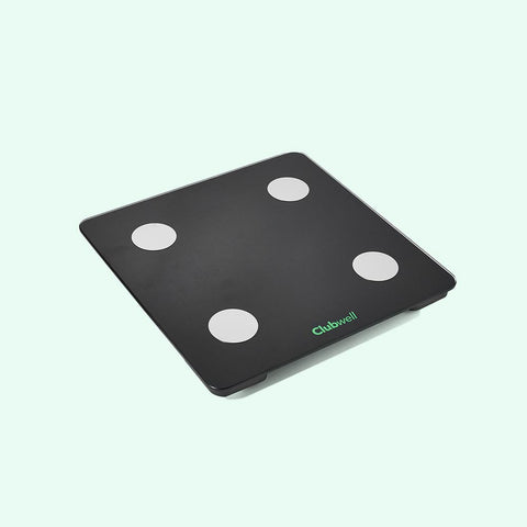 Clubwell biometric scales on light green background