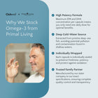 Advertisement for Clubwell Omega-3 supplement with Steve holding a capsule and text about product features