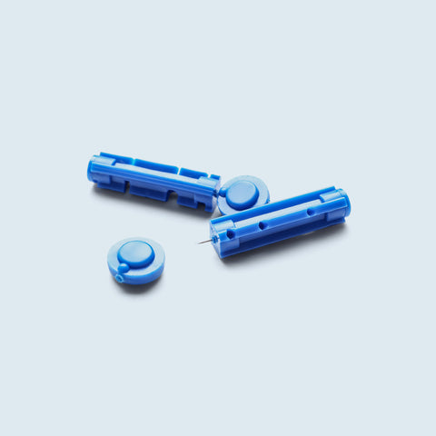 Blue lancets on a light gray background