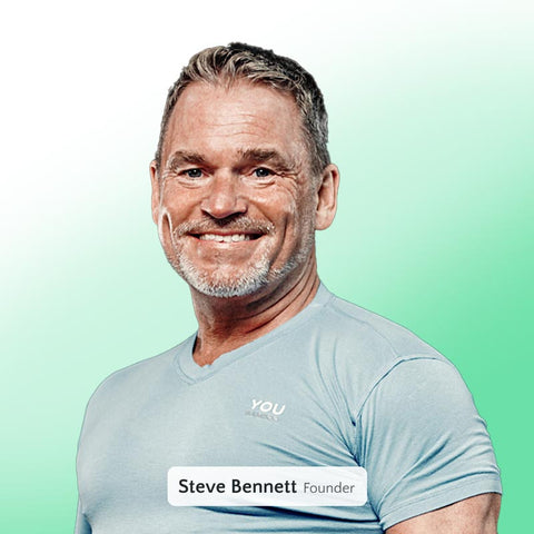 Steve Bennett Funder of Clubwell against a green gradient background