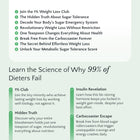 List of weight loss programs and concepts on a white background with green highlights.