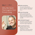 Advertisement for Clubwell and Primal Living with a man holding a supplement capsule.